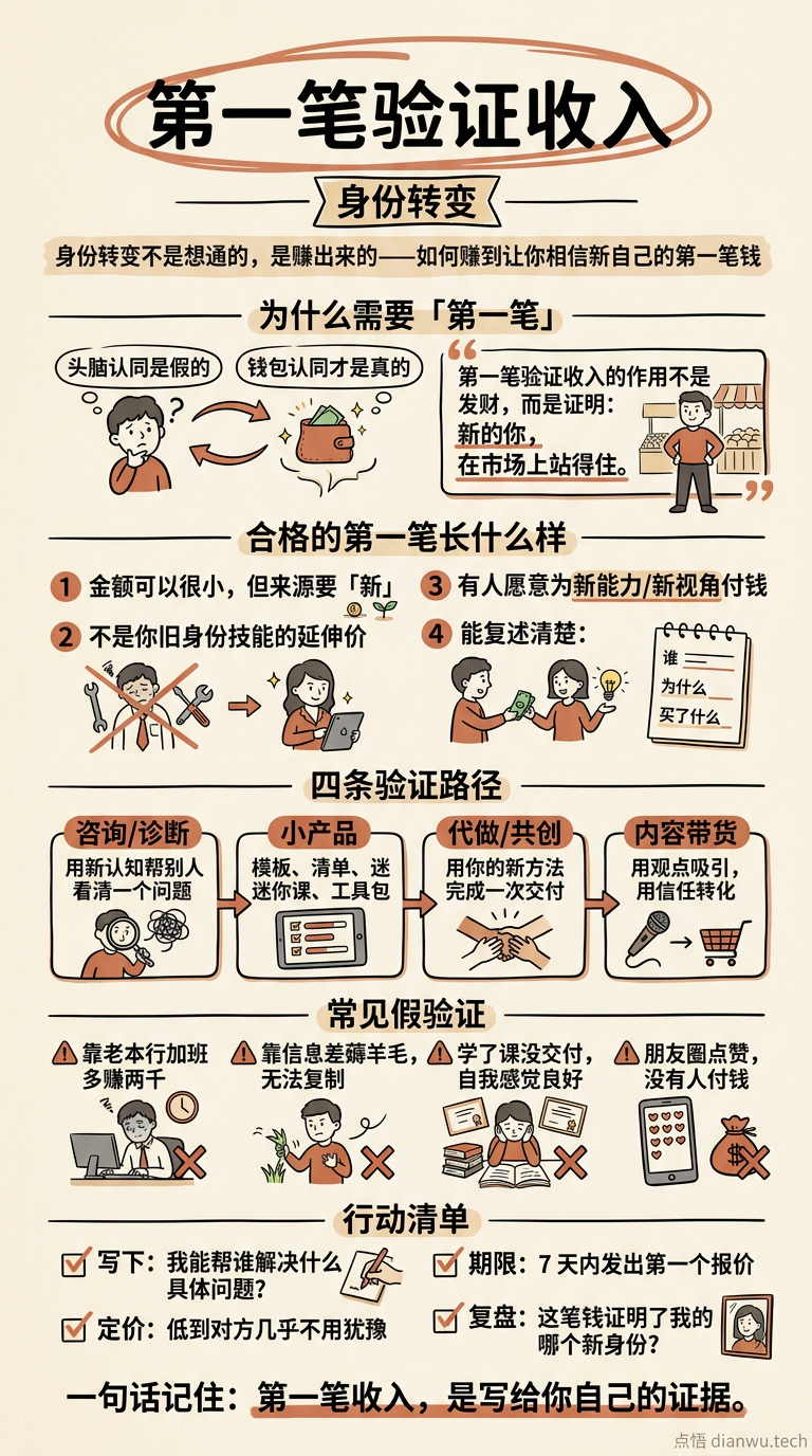 第一笔验证收入 · 手绘信息图