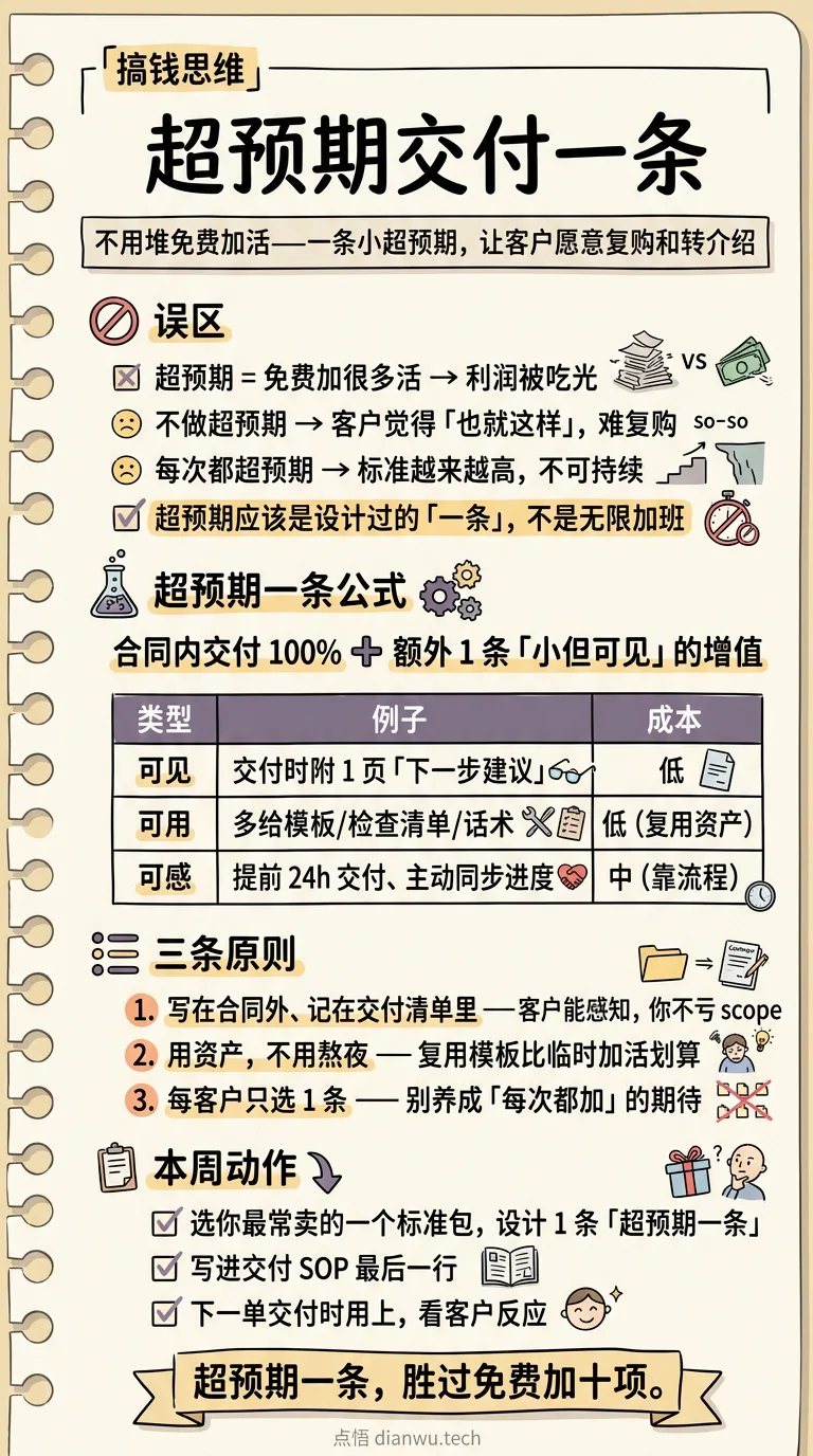 超预期交付一条 · 手绘信息图
