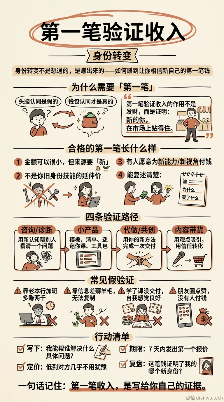 第一笔验证收入 · 手绘信息图