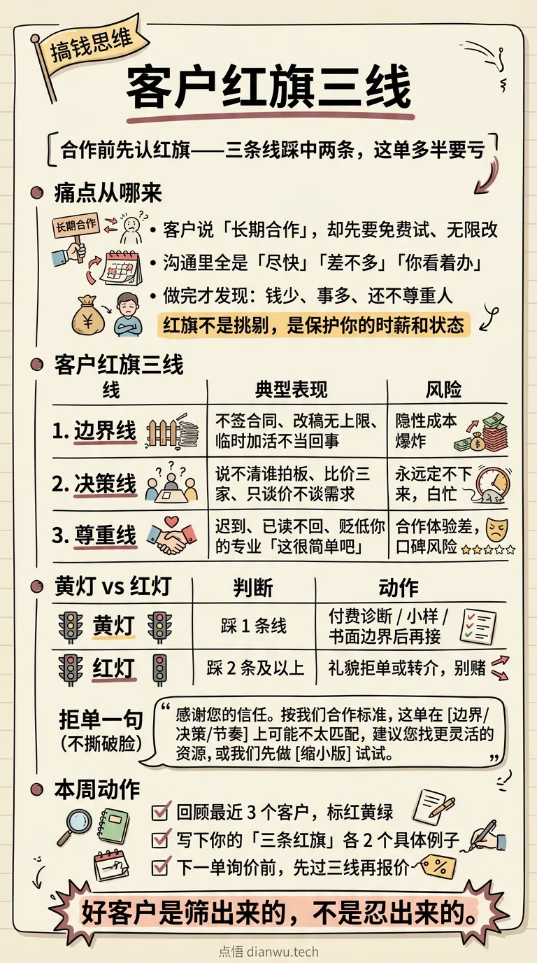 客户红旗三线 · 手绘信息图