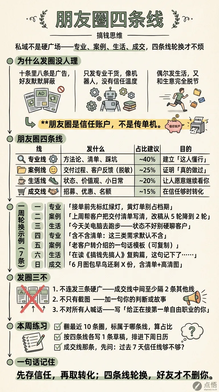 朋友圈四条线 · 手绘信息图