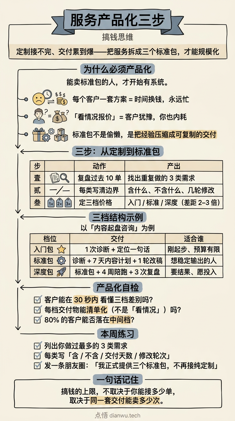 服务产品化三步 · 手绘信息图