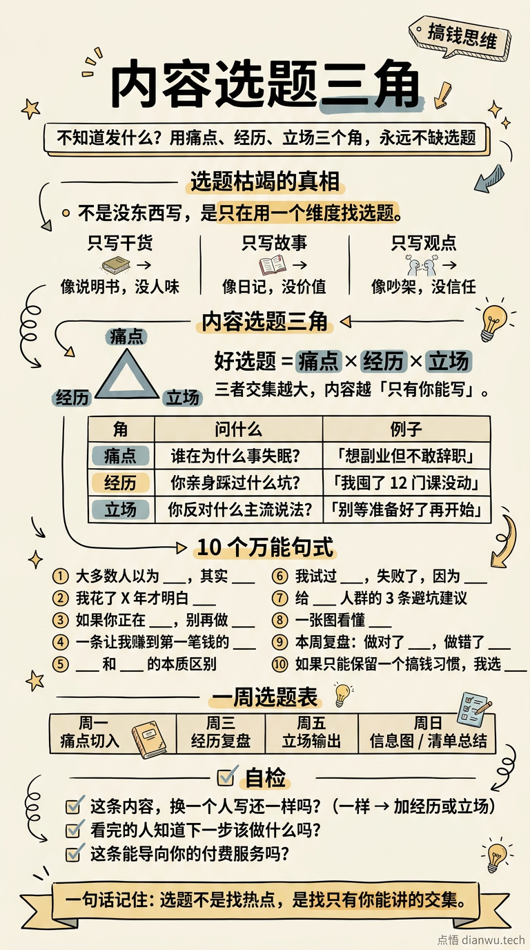 内容选题三角 · 手绘信息图